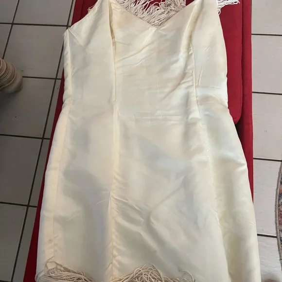 Ivory Fringe Slip Dress - Picture 11 of 16